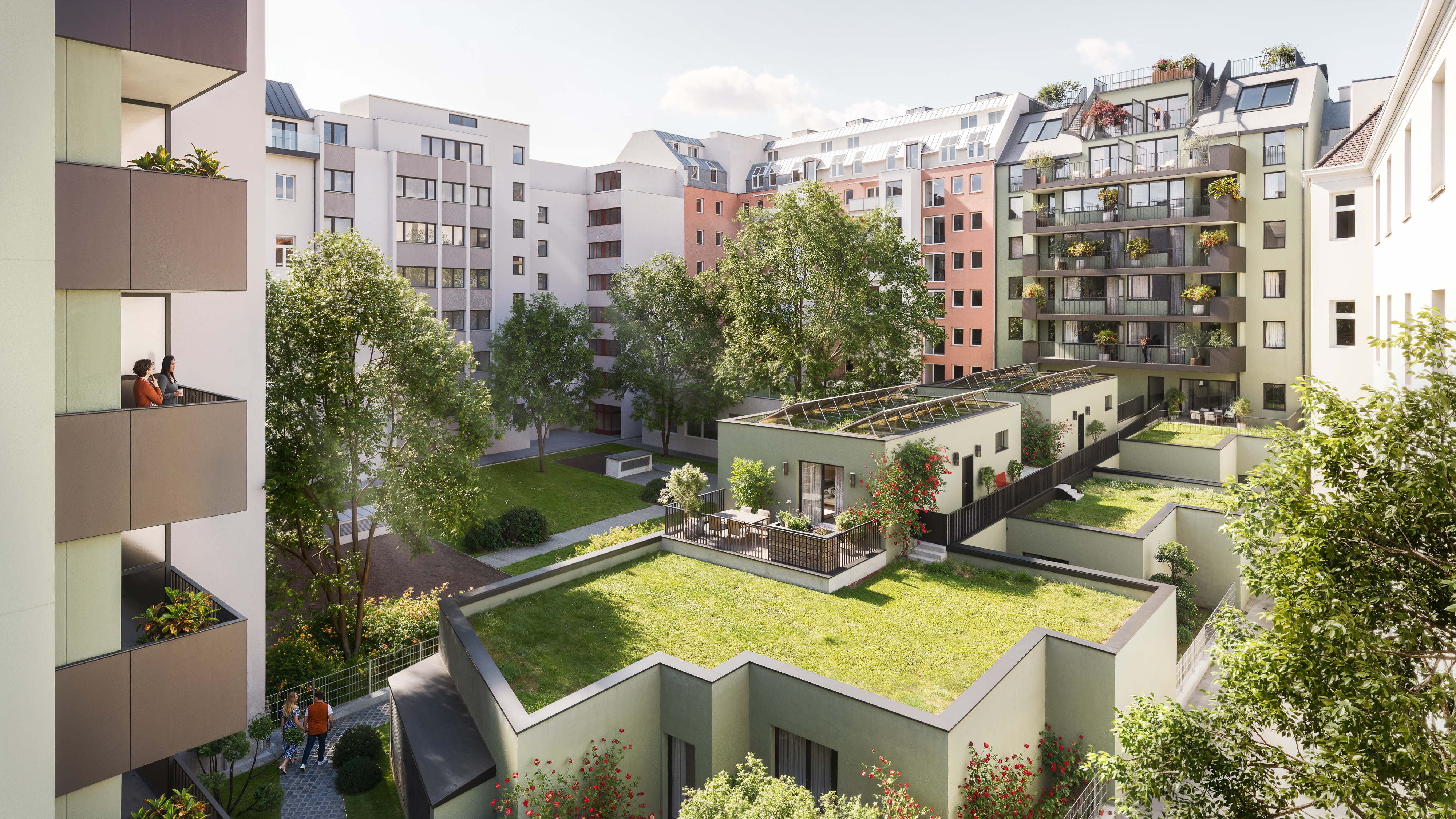 Noma Living landscaped courtyard, architectural visualisation